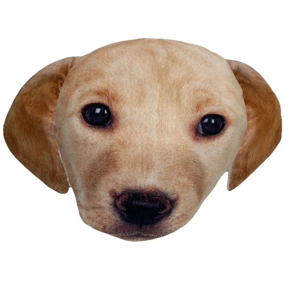 Realistic DOG FACE PILLOW Yellow Labrador Stuffed Plush Throw Pillow Dog Bedding